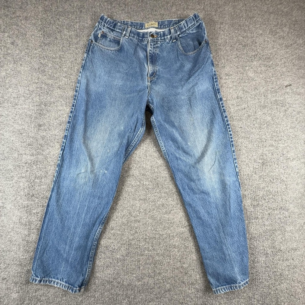 VTG L.L. Bean Comfort Waist Jeans Mens‎ 37x30 Blue Medium Wash Relaxed Tapered